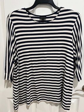 J. Jill Navy & White Striped Boatneck Tee